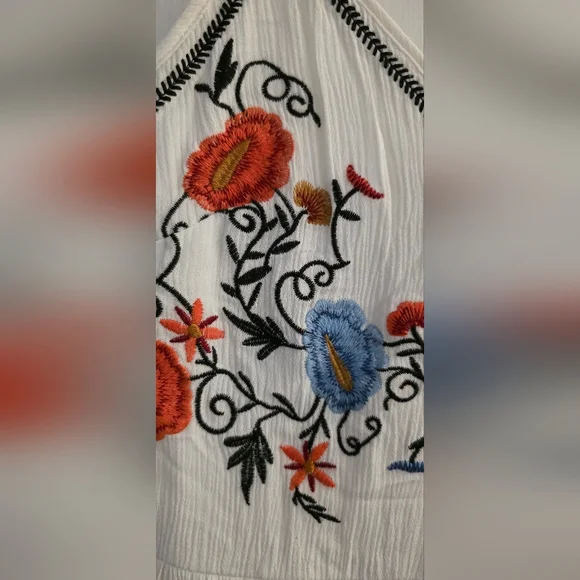 Altar’d State Embroidered Boho Maxi Dress White Floral Tiered Medium - Picture 3 of 13